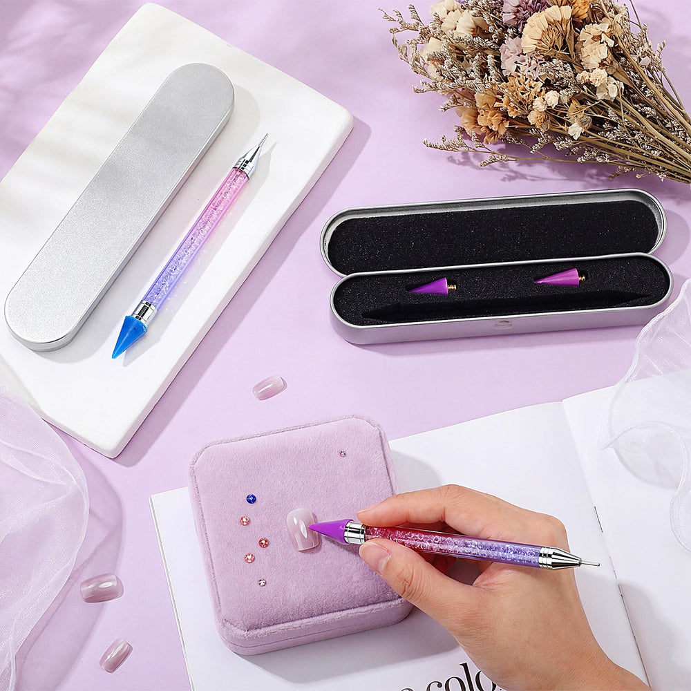Tatuo in use picking a crystal from a tray for faster nail embellishment
