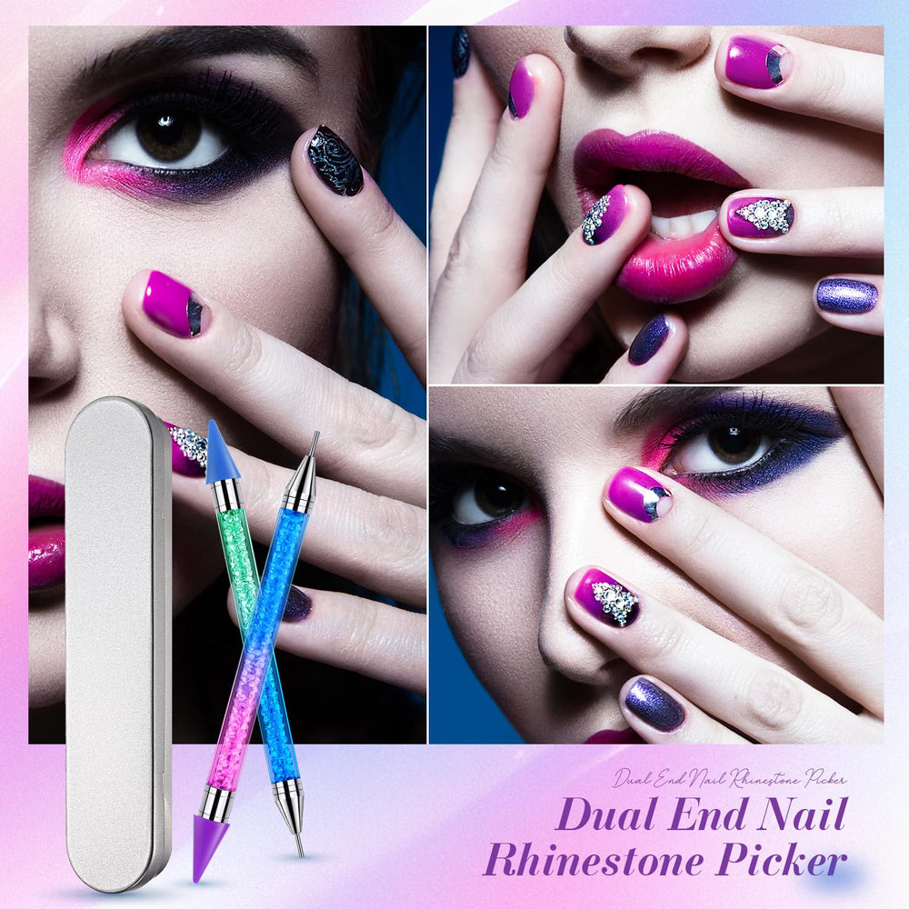 Tatuo pen picking a gem on a nail, speeds nail art application