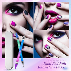 Tatuo pen picking a gem on a nail, speeds nail art application