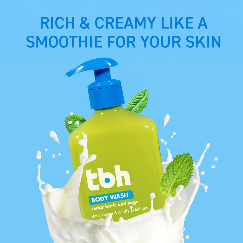 TBH ingredients label showing natural extracts and sulfate-free claim