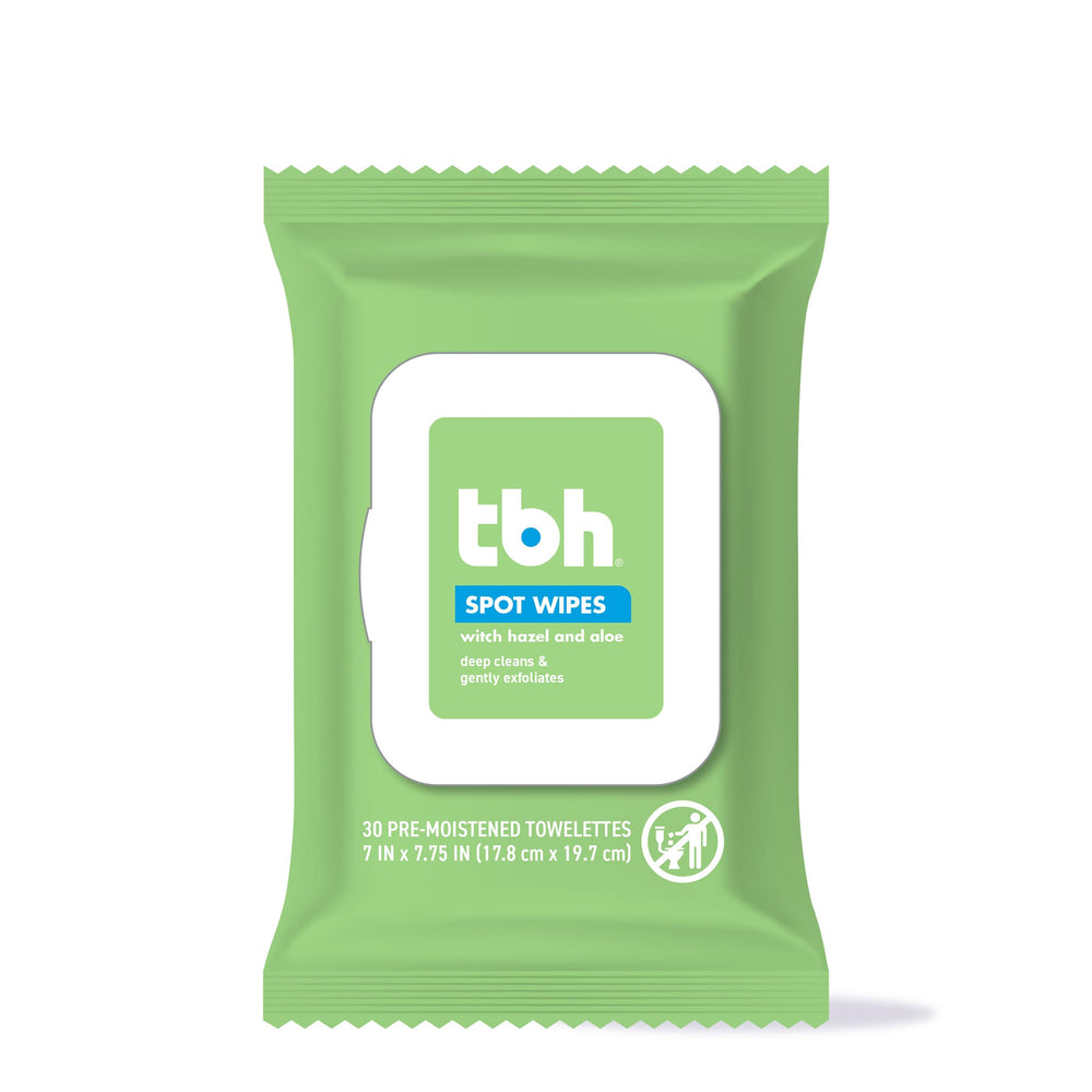 TBH front packaging showing 30-count wipes and clear labeling benefit convenience