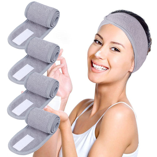 TDHDIKE front view of four gray headbands showing neat packaging and convenience