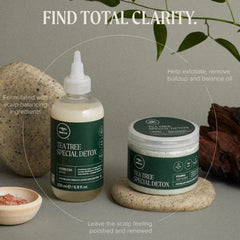 Tea Tree before and after scalp view highlighting smoother scalp