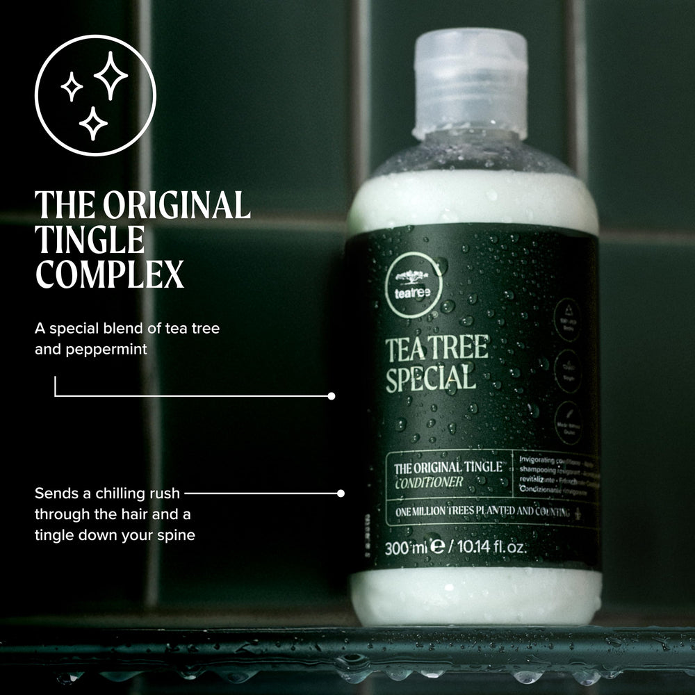 Tea Tree conditioner open cap with product dispensing for easy use