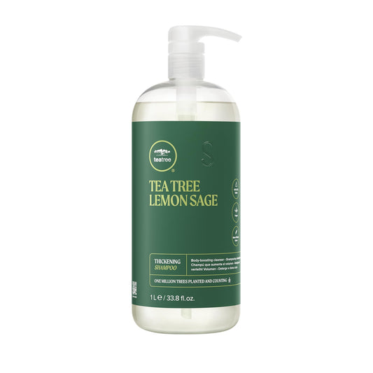 Tea Tree front bottle showing brand and size, highlights large refill benefit
