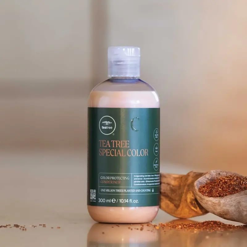 Tea Tree conditioner in shower on wet hair demonstrating cooling tingle and manageability