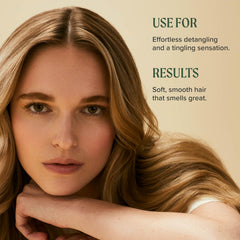 Tea Tree before and after hair showing smoother, detangled results