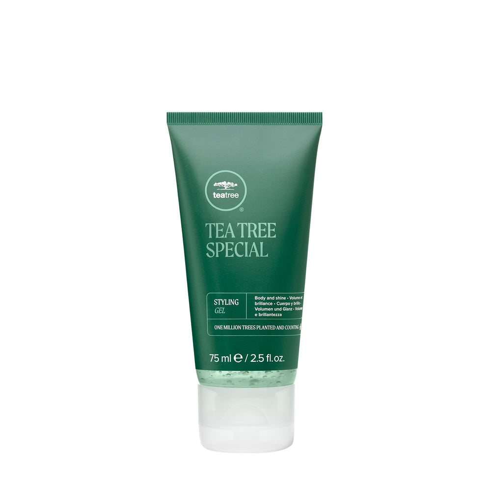 Tea Tree front packaging showing product and size with travel-friendly design and shine benefit