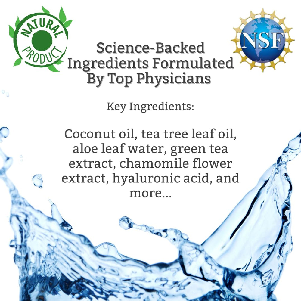 TearRestore ingredient label detail showing tea tree and hyaluronic components and clarity benefit