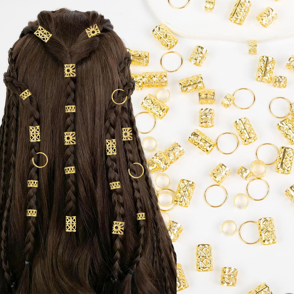 TEBIEKOY clear storage box showing 100 gold hair jewelry pieces for organized storage