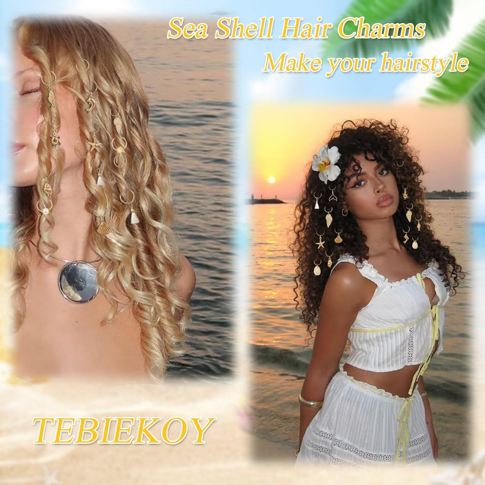 TEBIEKOY pearl and tassel charm detail showing texture and movement for styled hair