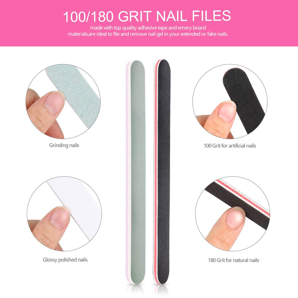 Teenitor 100/180 grit nail files displayed for controlled topcoat sanding