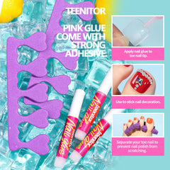 Teenitor being applied on a foot model demonstrating quick at-home pedicure