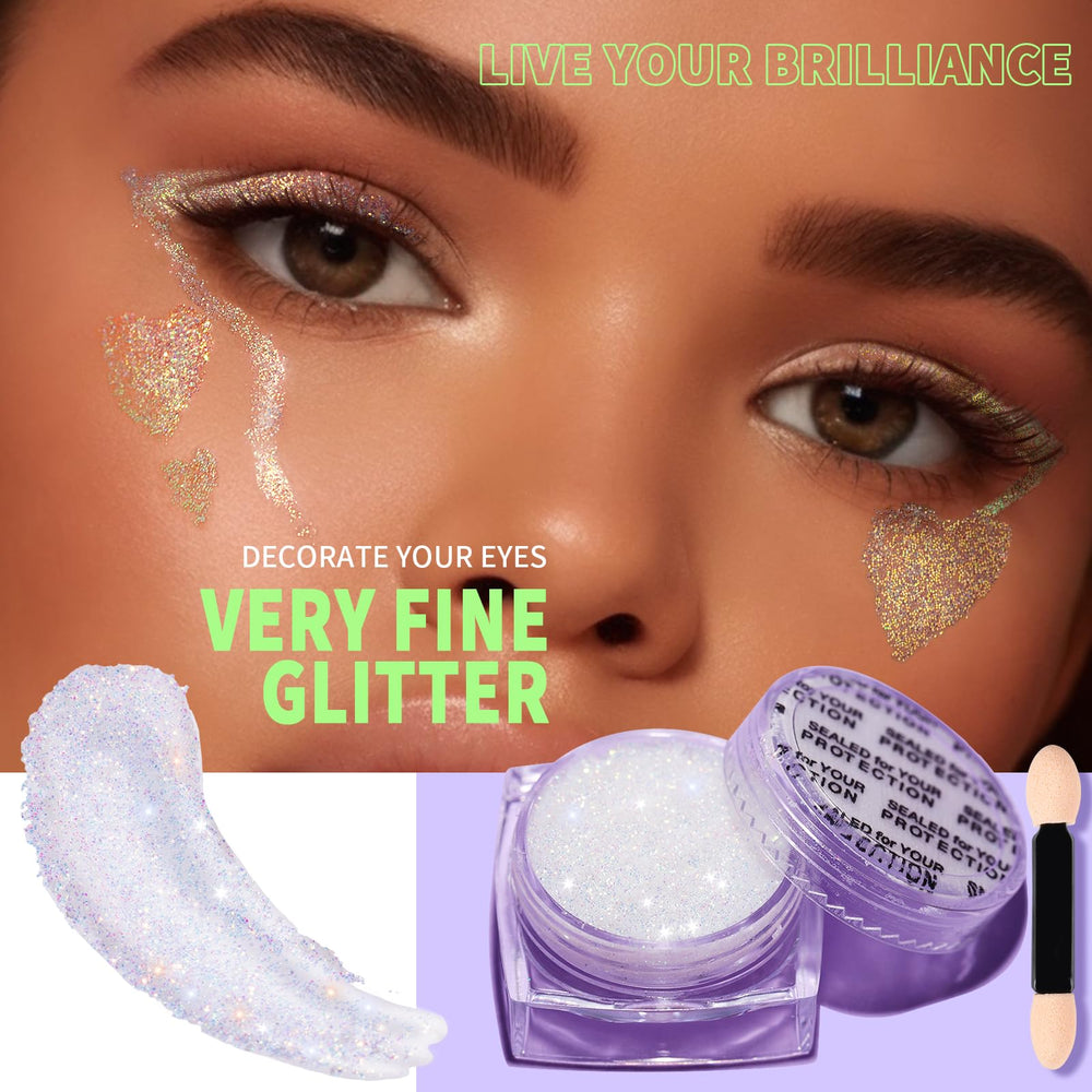 Teenitor glitter gel applied on cheek for long-lasting festival shine