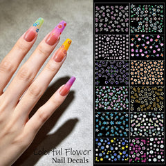 Teenitor black flower stickers detail for bold, high-contrast nail art