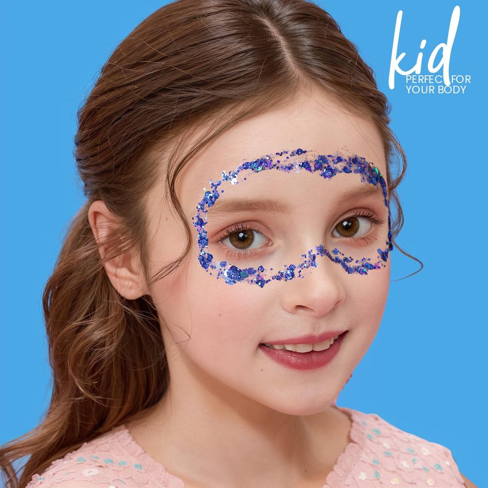 Festival scene with Teenitor glitter on face and body creating dramatic glow