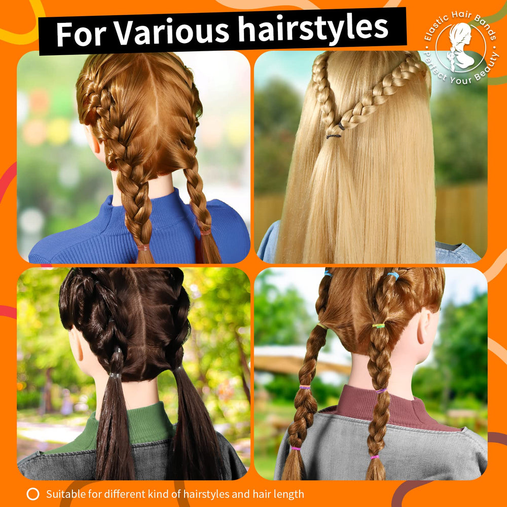 Teenitor clear bands securing a braid neatly without bulk or snagging