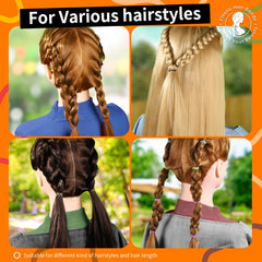 Teenitor clear bands securing a braid neatly without bulk or snagging