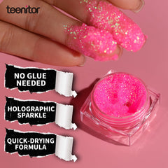 Teenitor closeup glitter texture highlighting chunky and fine flakes for bold sparkle