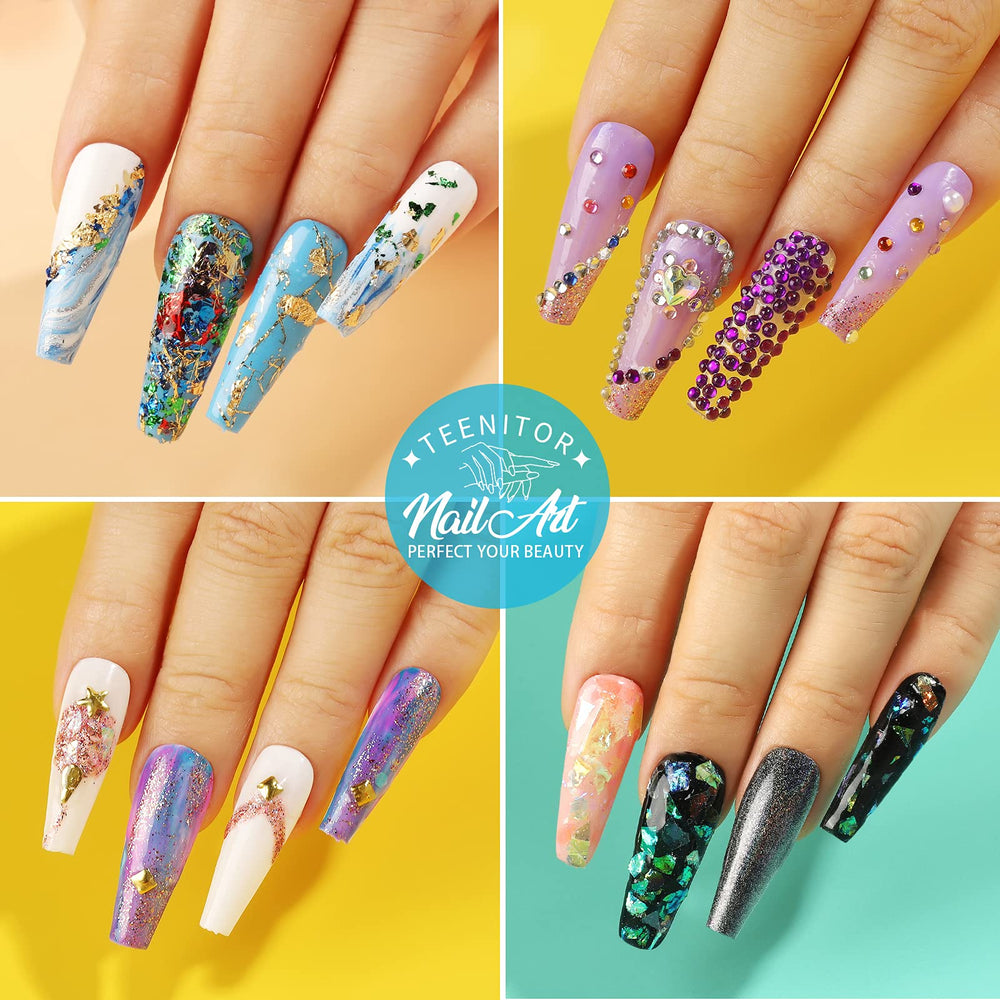 Teenitor finished manicure lifestyle shot showing polished nails using kit for glam look
