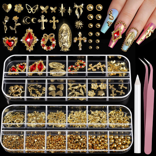 Teenitor front box layout showing full gold charm kit and tools for versatile designs