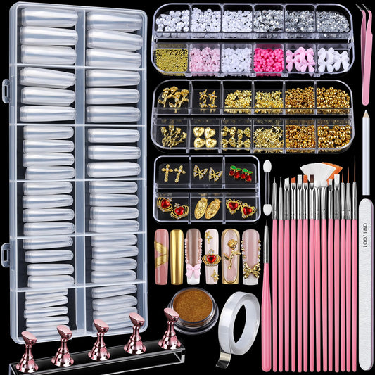 Teenitor front packaging showing 240 clear square tips and tools for easy setup