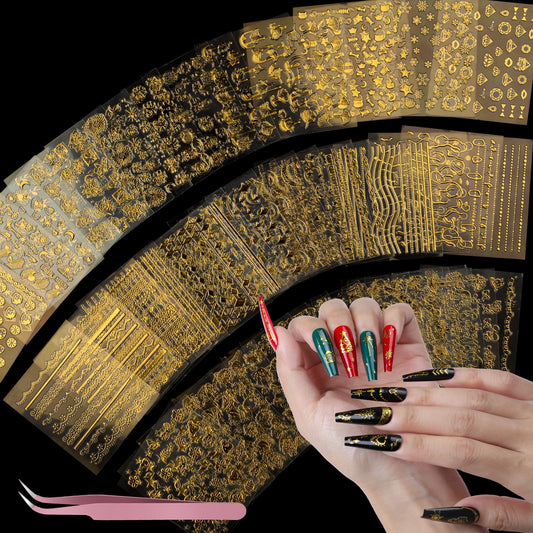 Teenitor front packaging showing 50 gold nail sticker sheets and variety