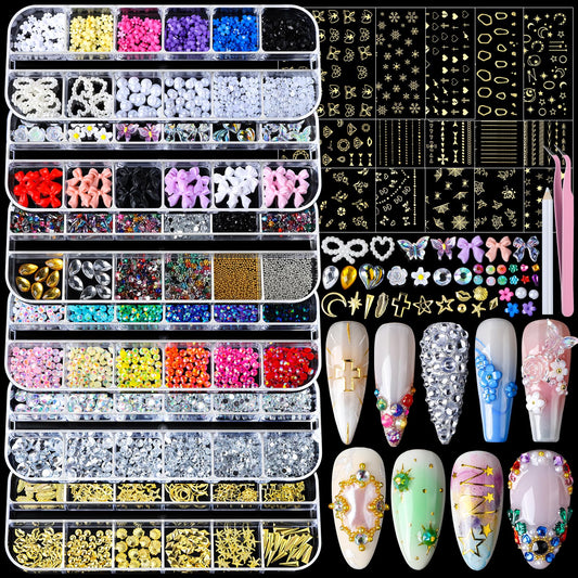 Teenitor front packaging showing full nail charms kit and variety benefits