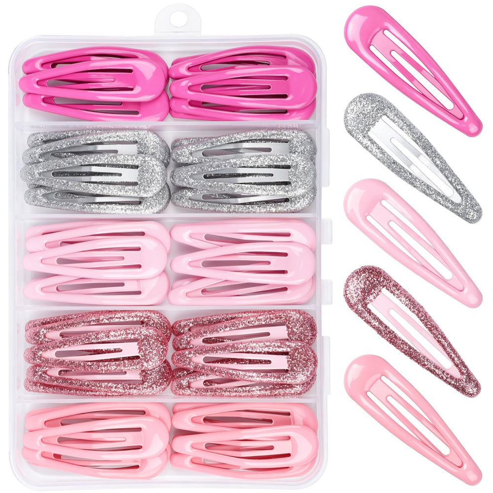 Teenitor front packaging showing 50 pink snap clips and storage box for organized convenience