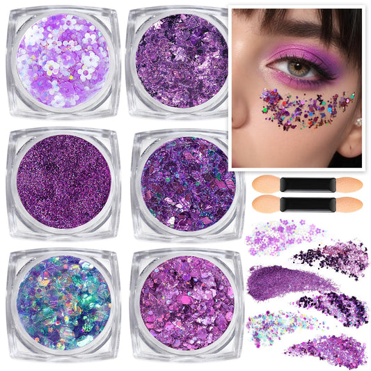 Teenitor front packaging showing six purple glitter gel jars and applicator, vibrant set benefit