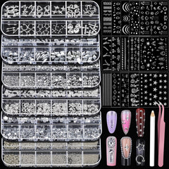 Teenitor front packaging showing full silver nail charms set, convenient kit