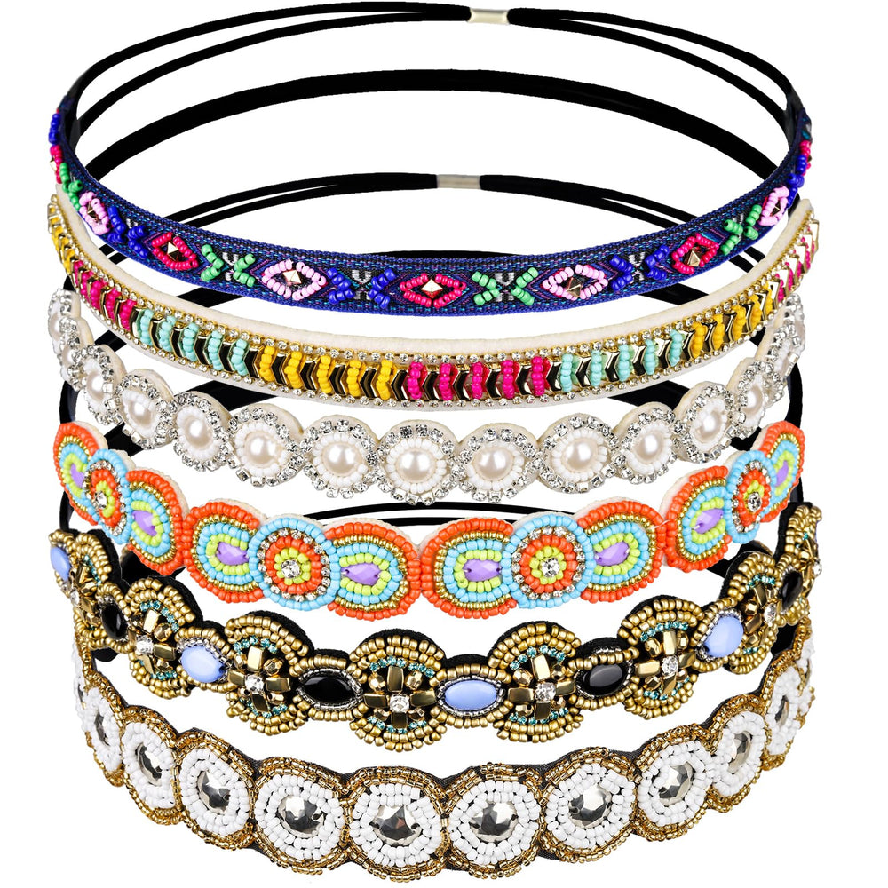 Teenitor front view showing six colorful headbands and elegant packaging benefit style
