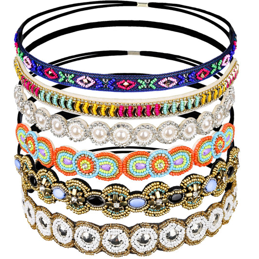 Teenitor front view showing six colorful headbands and elegant packaging benefit style