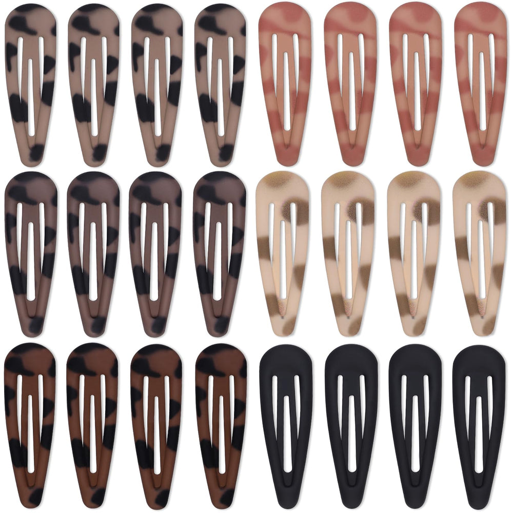 Teenitor front view of 24-pack barrettes showing neat neutral colors and benefit of variety
