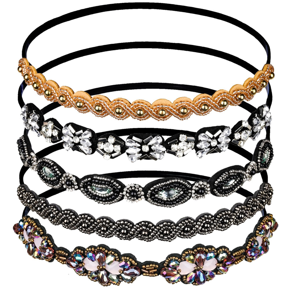Teenitor front view packed headbands showing five styles and sparkly appeal
