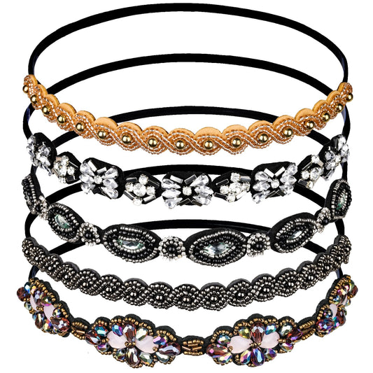 Teenitor front view packed headbands showing five styles and sparkly appeal
