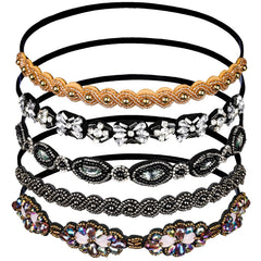 Teenitor front view packed headbands showing five styles and sparkly appeal