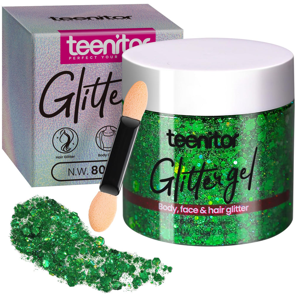Teenitor front tube showing green holographic gel and clear label benefit