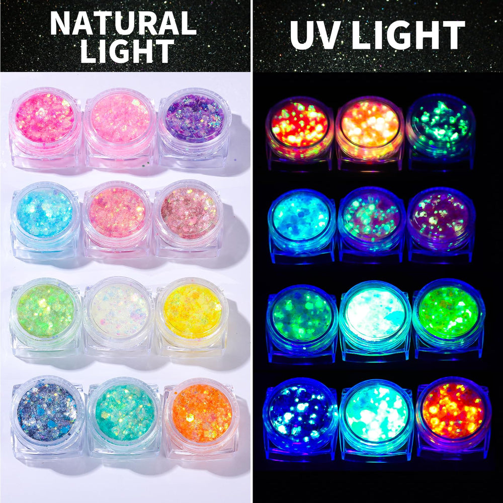 Teenitor used as hair streak showing vibrant UV-reactive effect