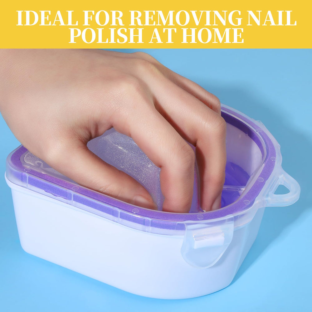 Teenitor hand soaking in bowl demonstrating efficient polish removal and time savings