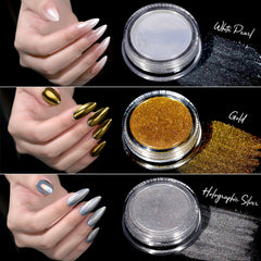 Teenitor holographic silver powder reflecting rainbow tones for trend looks