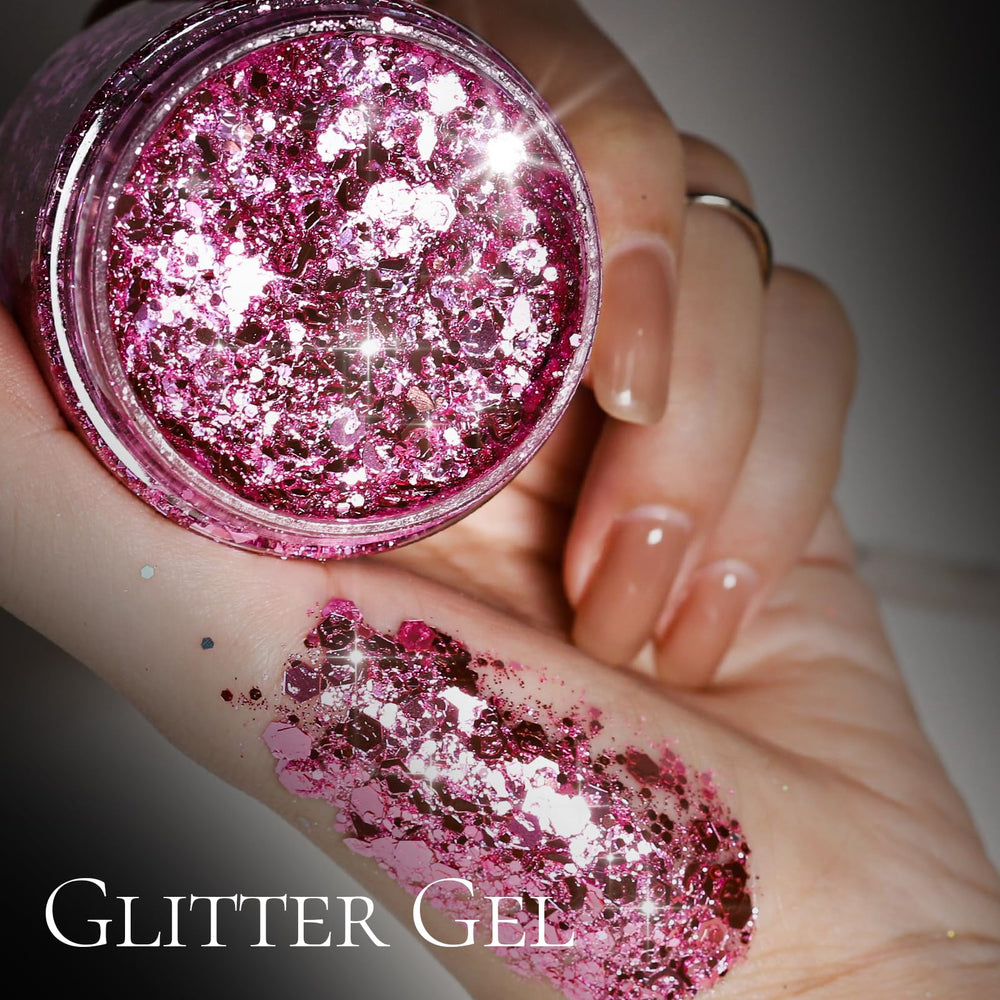 Teenitor applied on cheekbone demonstrating even coverage and festival-ready sparkle