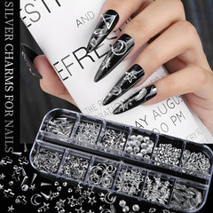 Teenitor nail charms in use on manicure demonstrating layered Y2K sparkle for social-ready nails