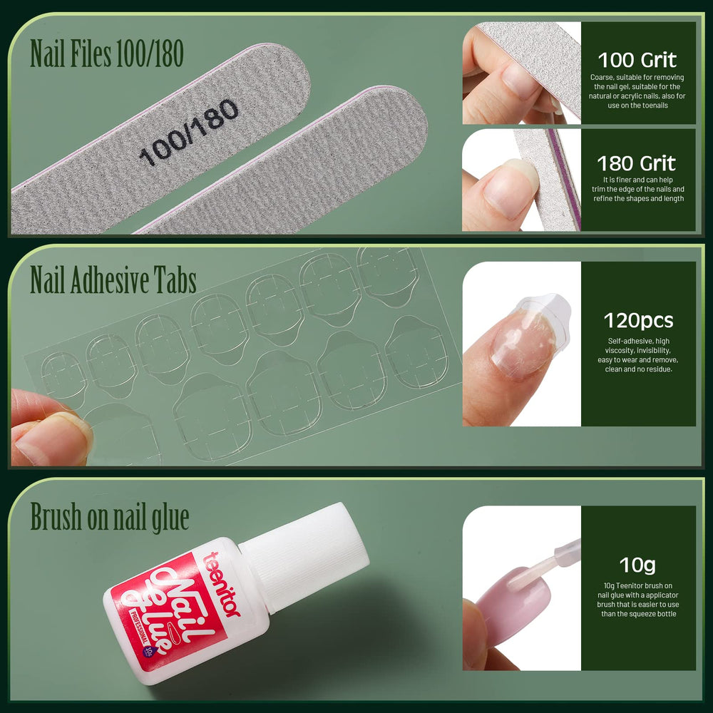 Teenitor flatlay with nails and tools demonstrating easy at-home application