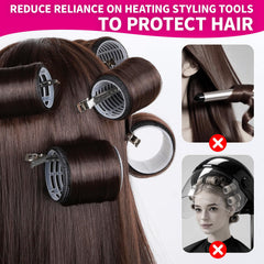 Teenitor roller secured with clip in model hair demonstrating long-lasting hold during wear