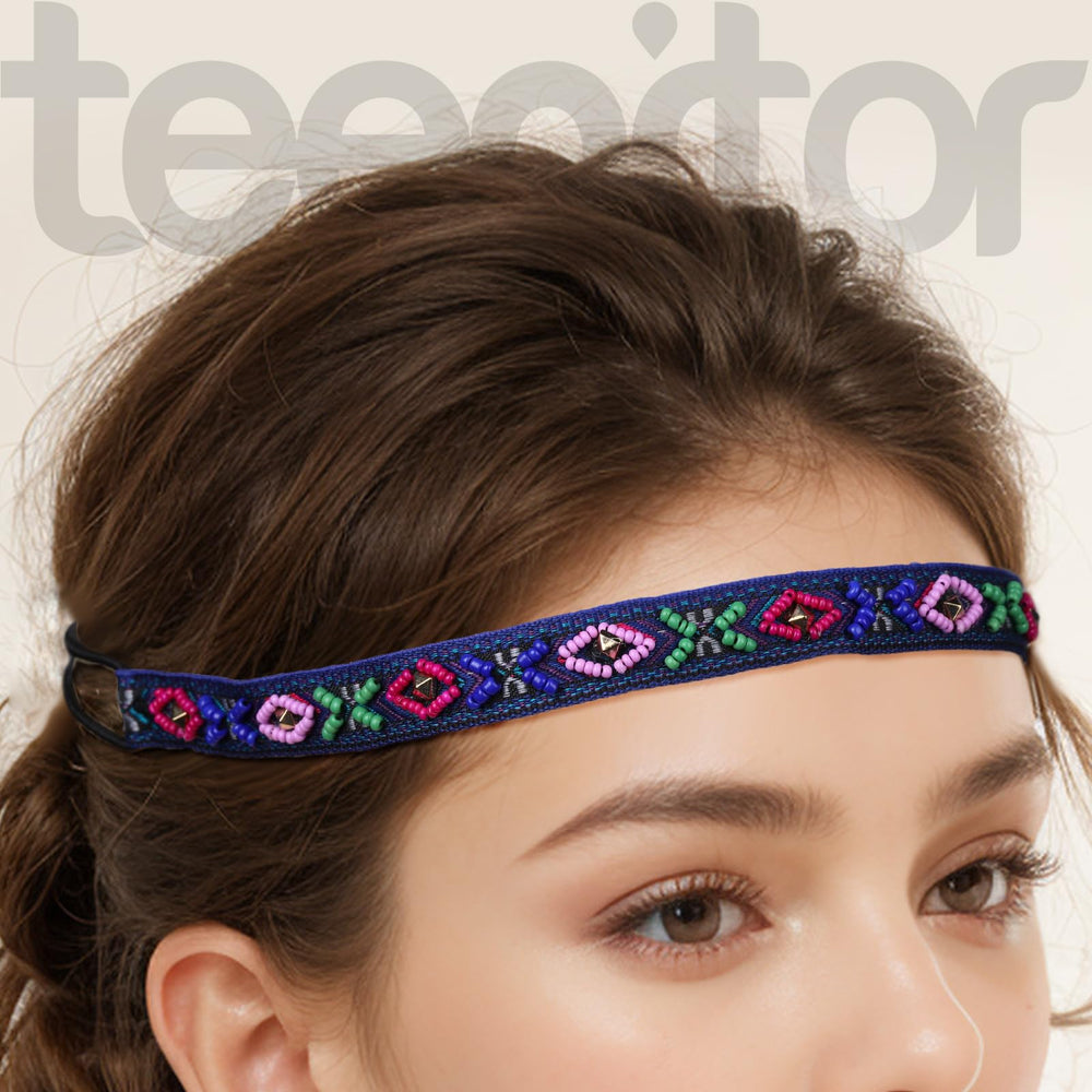 Teenitor headbands beside a ruler displaying 20-26.8" stretch range and scale