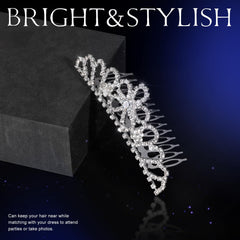Teenitor tiaras next to a ruler showing size range for styling choices