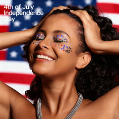 Teenitor cotton swab applying glitter gel for precise patriotic face accents