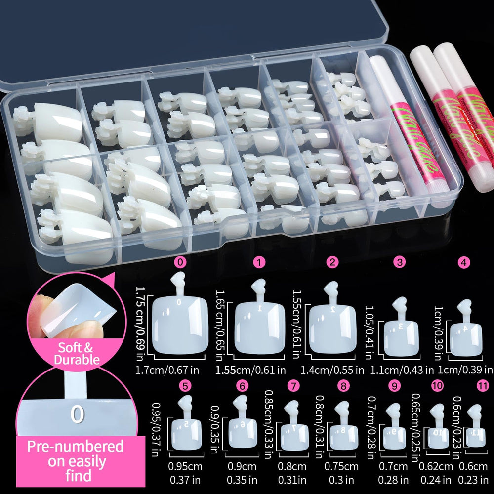 Teenitor arranged toe tips demonstrating sizes and natural finish benefits