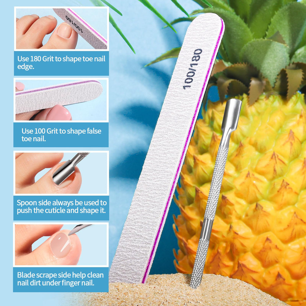 Teenitor tools including file and cuticle pusher for precise prep